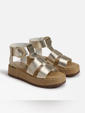 LIKE NEW Circus by Sam Edelman Gold Katy Buckle Platform Sandal